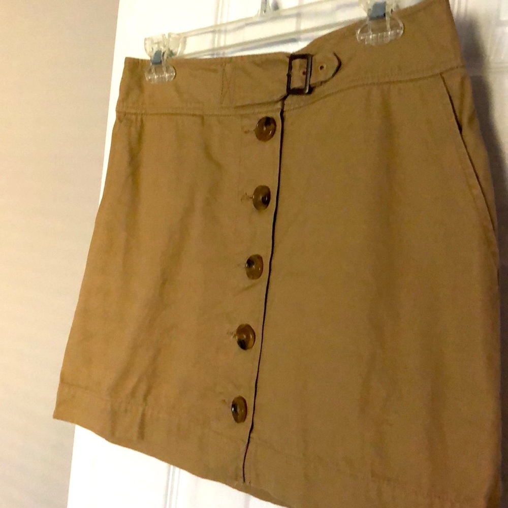 Button Front Khaki Skirt